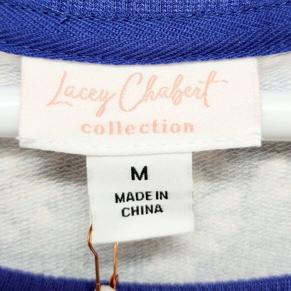 Lacey Chabert Collection Blue Floral Long Sleeve Tie-Front Womens Top Size M - Picture 3 of 10